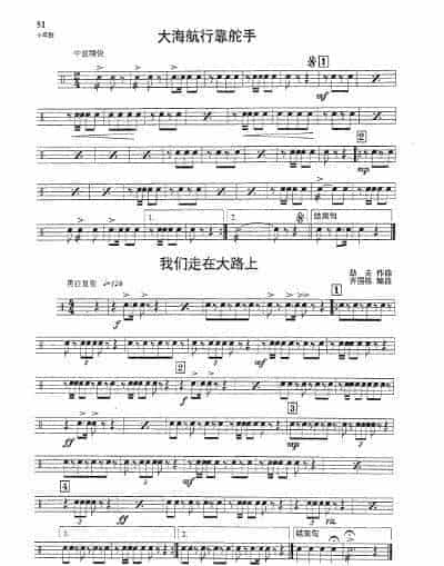 小军鼓鼓谱之“我们走在大路上”_第1张