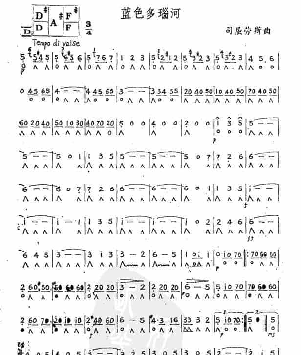 口琴曲谱蓝色多瑙河_第1张