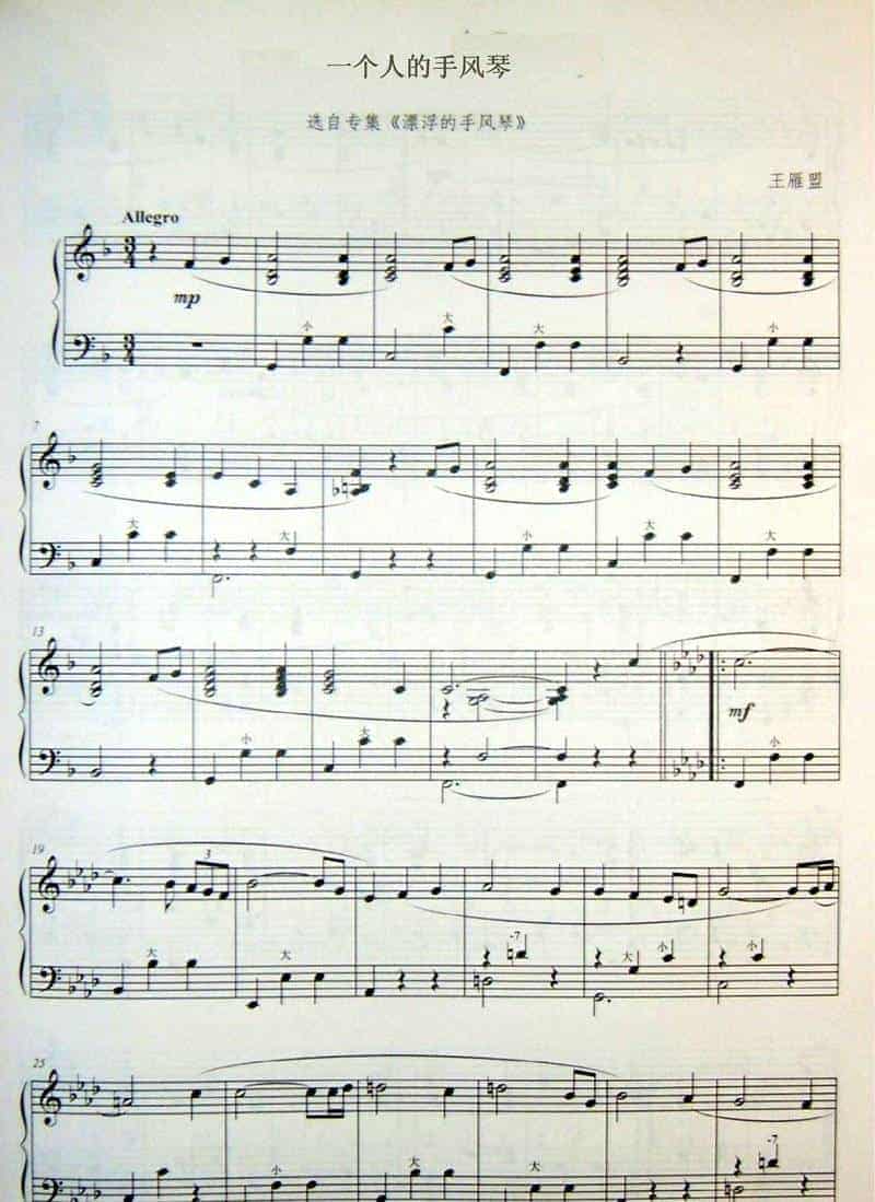 手风琴曲谱一个人的手风琴_第1张