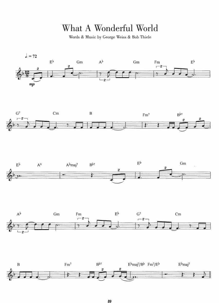 单簧管经典热门曲谱：What A Wonderful World 多美好的世界_第1张