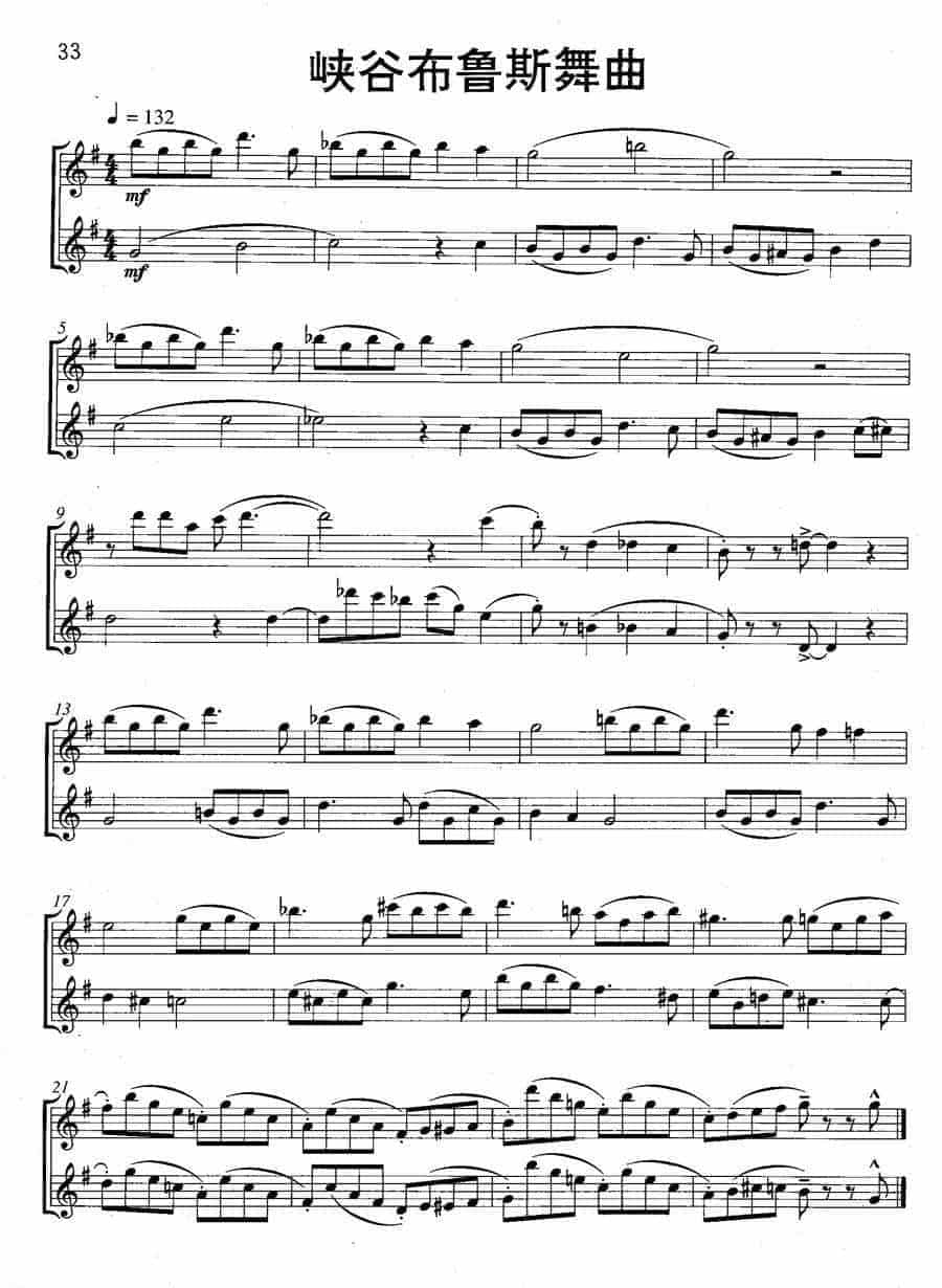 长笛二重奏曲谱：峡谷布鲁斯舞曲 Canon Blues_第1张