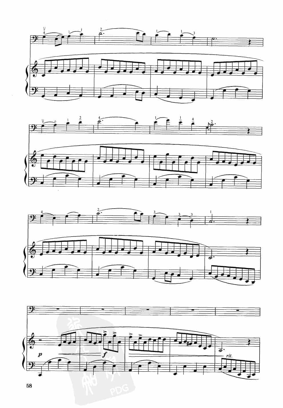 中国大提琴改编曲谱选：离思 贺绿汀曲 王连三改编_第2张