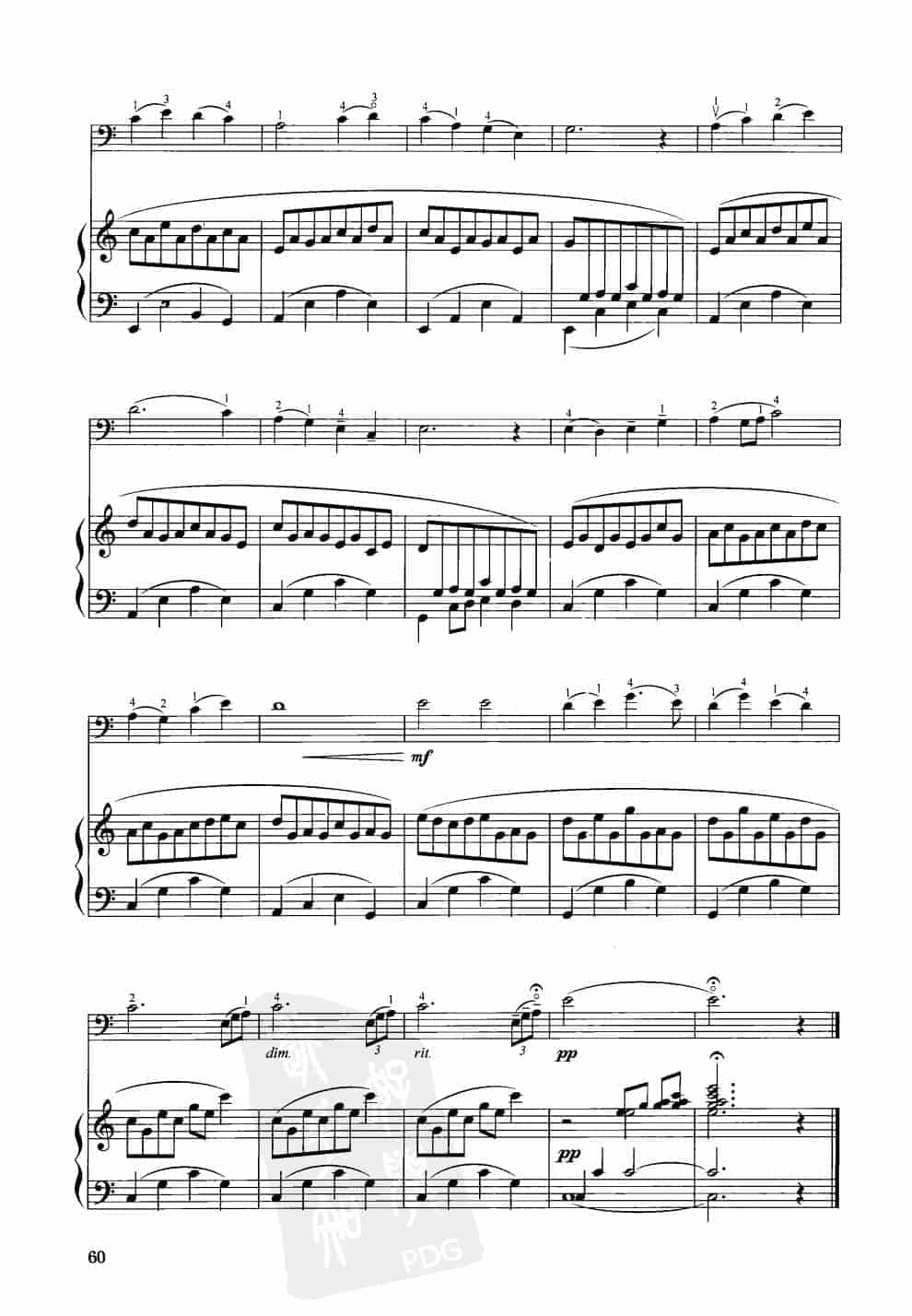 中国大提琴改编曲谱选：离思 贺绿汀曲 王连三改编_第4张
