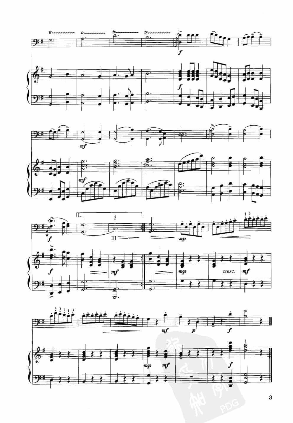 中国大提琴改编曲谱选：选好种子歌 朴 佑曲 王连三改编_第3张