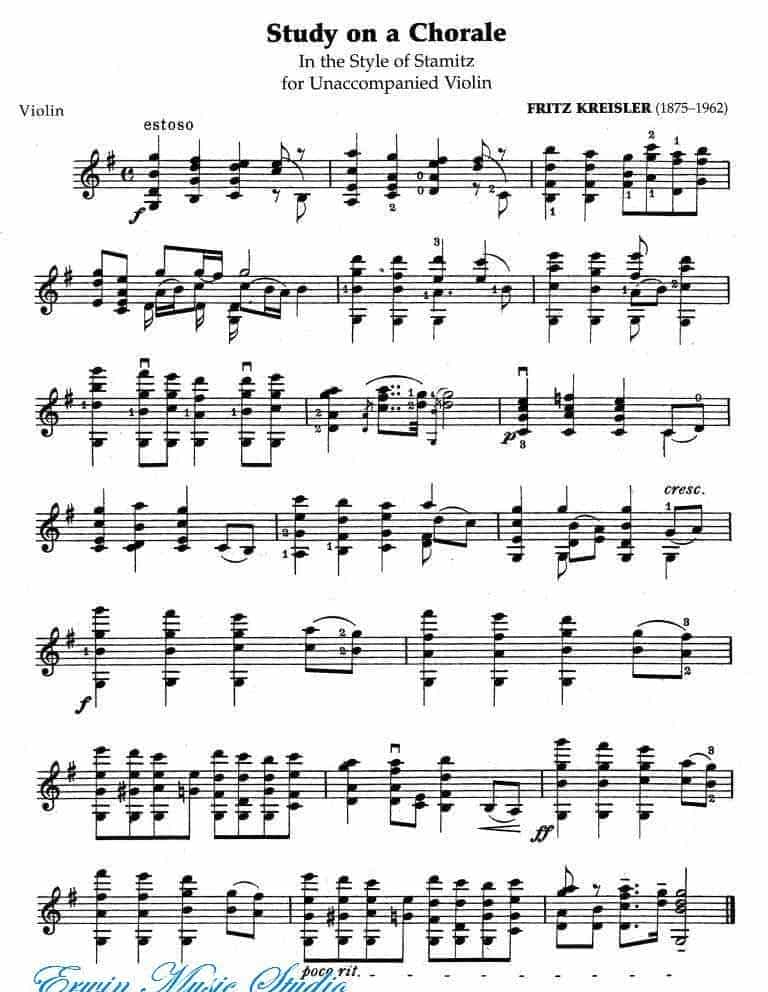 克莱斯勒-赞美詩 (斯塔米茨 风格) Fritz Kreisle Study no a Chorale_第1张