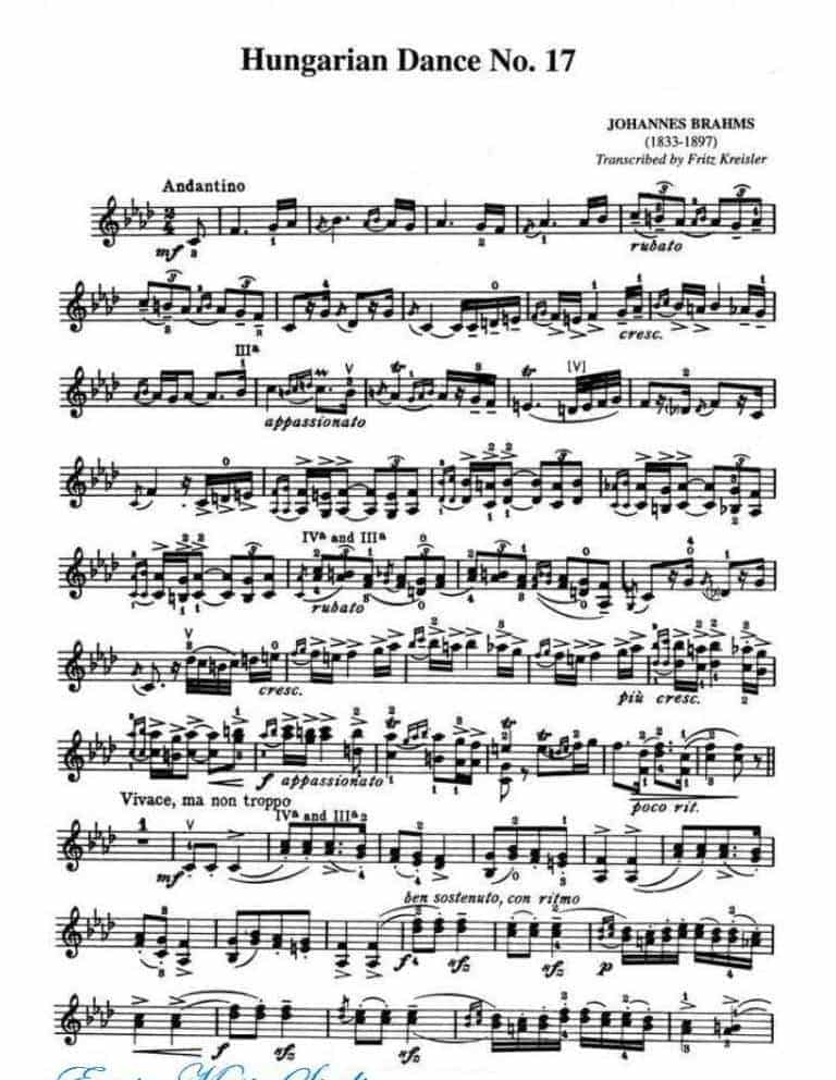 克莱斯勒-勃拉姆斯-匈牙利舞曲 第十七首 Fritz Kreisler-Johannes Brahms Hungarian Dance No.17_第1张