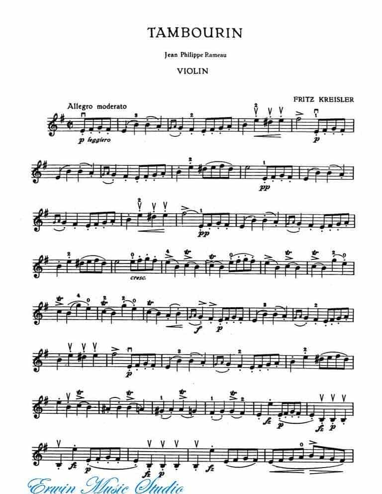 克莱斯勒-铃鼓舞曲 (拉莫风格)Violin Fritz Kreisler, Jean-Philippe Rameau, Tambourin_第1张
