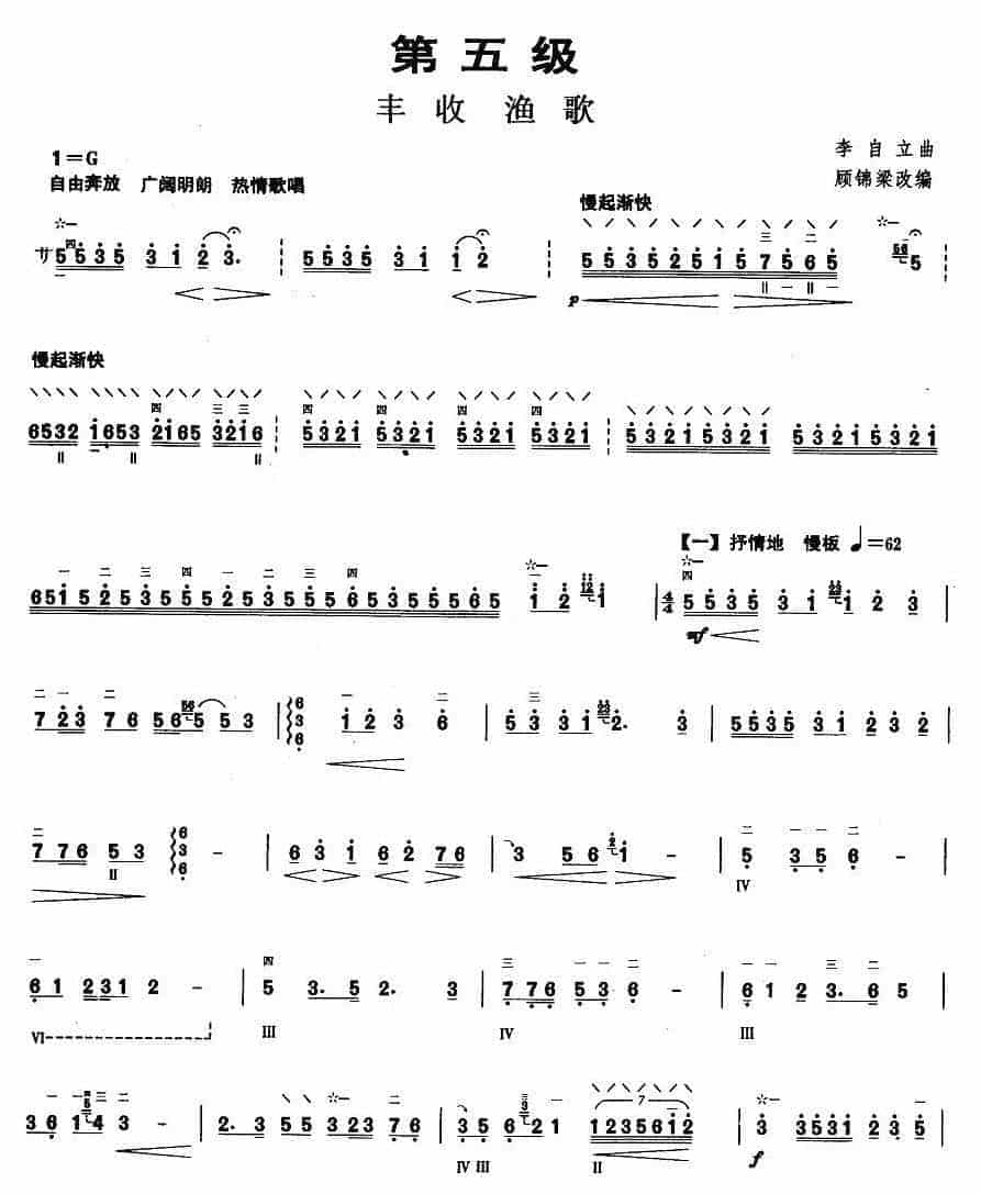 柳琴考级曲谱【柳琴五级：丰收渔歌】_第1张