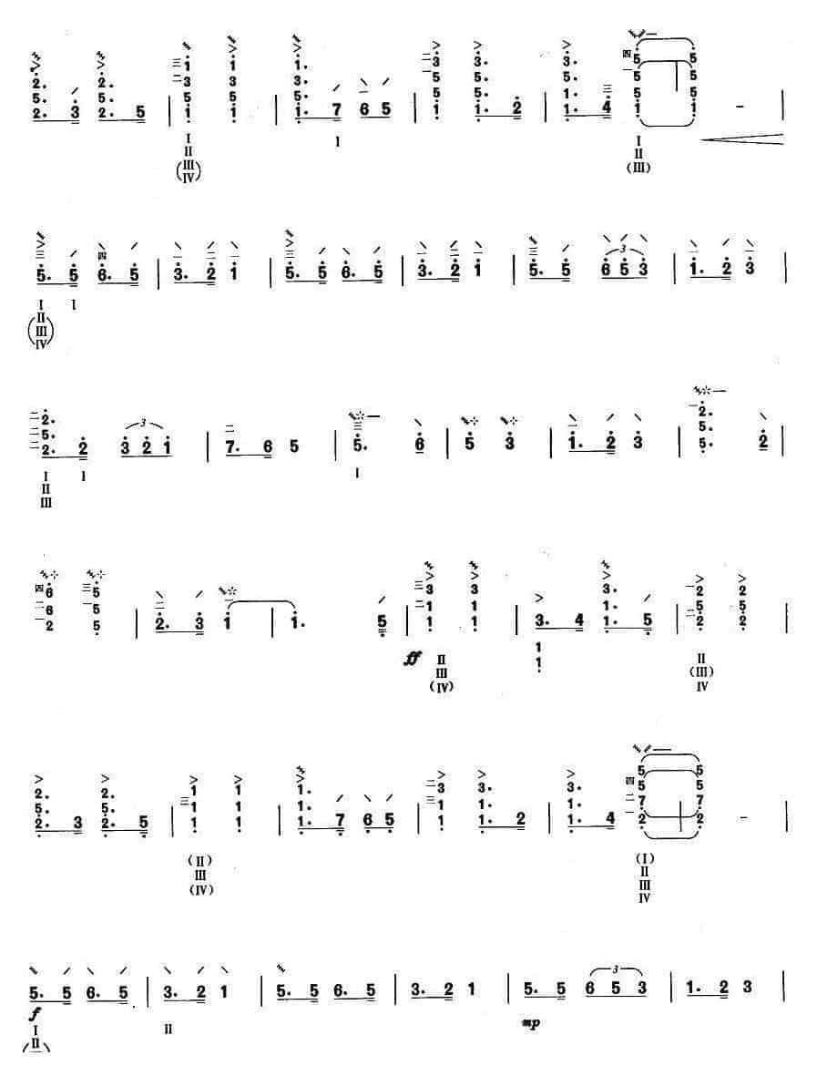 柳琴考级曲谱【柳琴考级曲目七级：到敌人后方去】_第2张