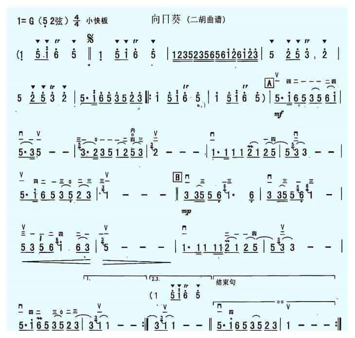二胡谱【向日葵】_第1张
