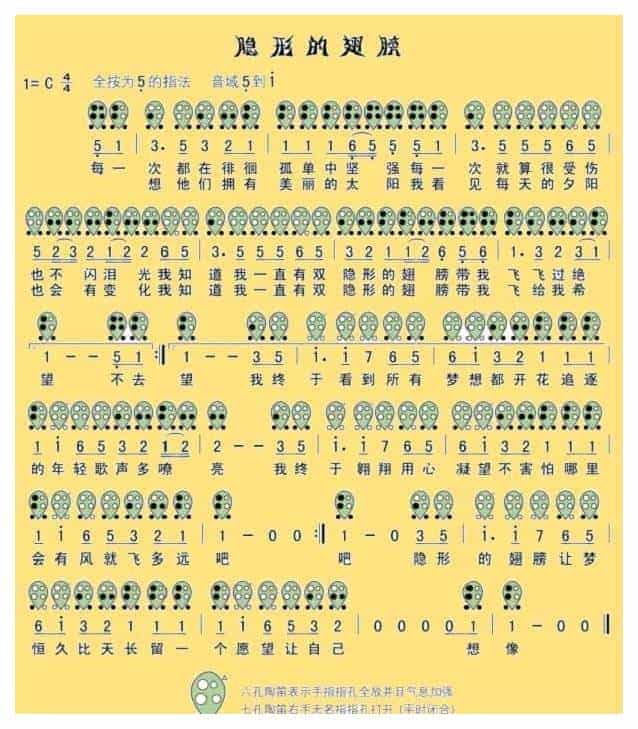 埙谱【隐形的翅膀】_第1张