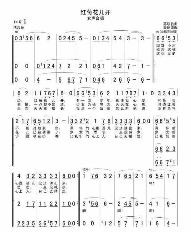 口风琴入门简谱【红莓花儿开】_第1张