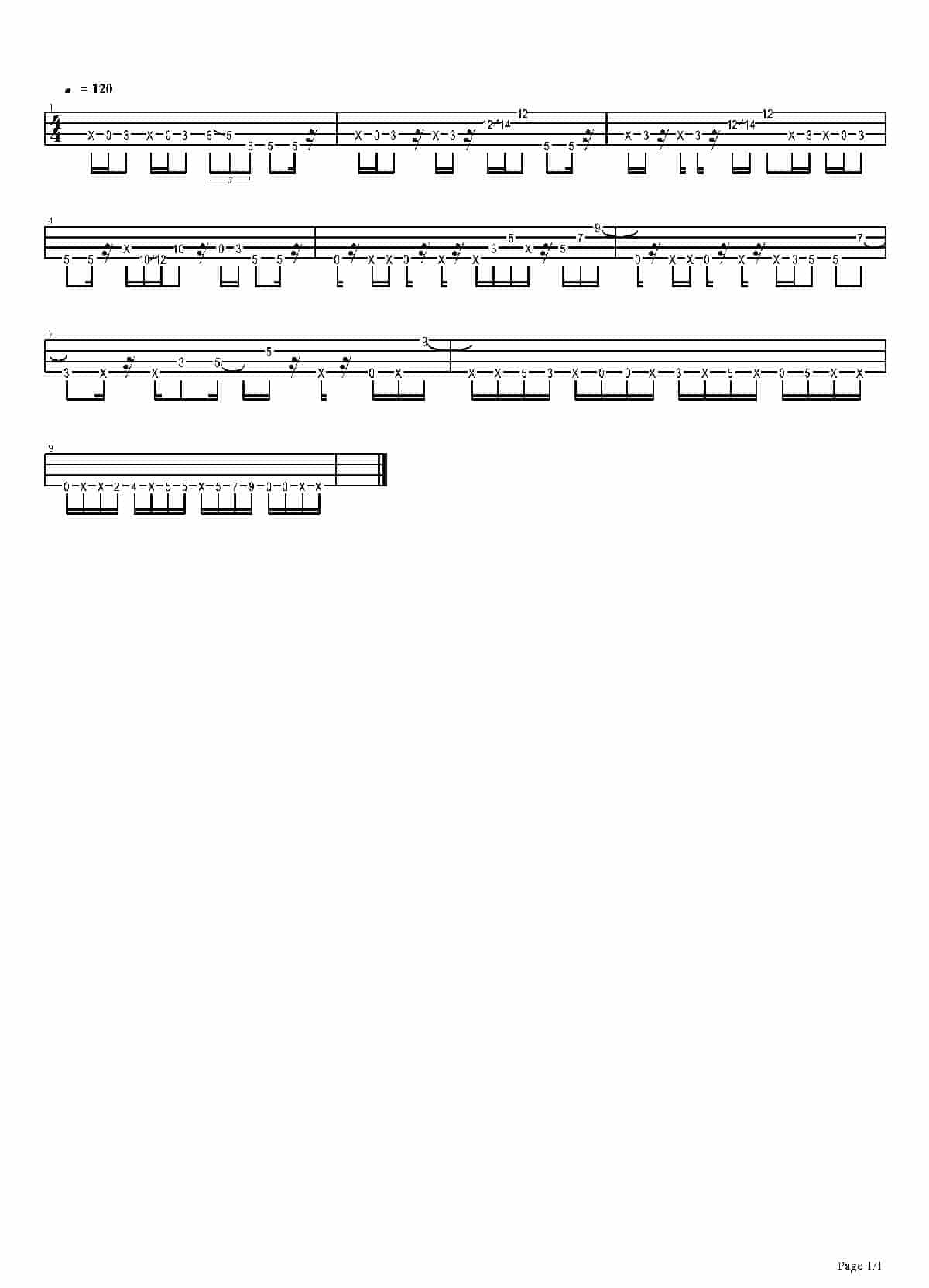 贝司乐谱【Bass Exercises - Slap Bass Solo】Bass谱_第1张