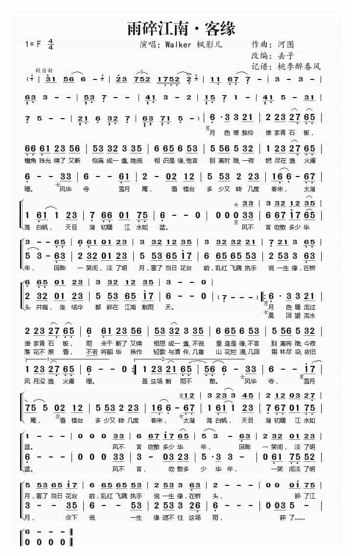 洞箫曲谱【雨碎江南】_第1张