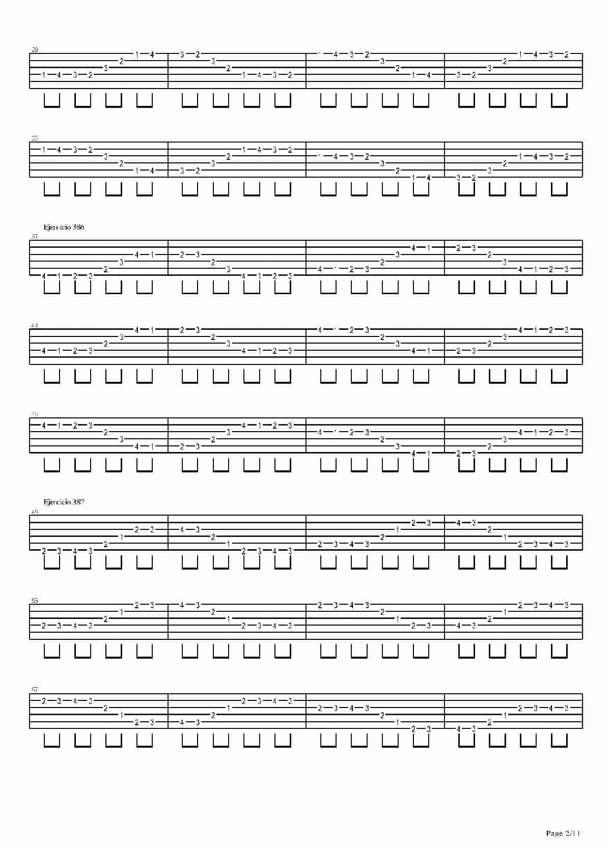 电吉他练习谱《704 exercises for guitar, 1-96 - Exercises 383-416_》_第2张