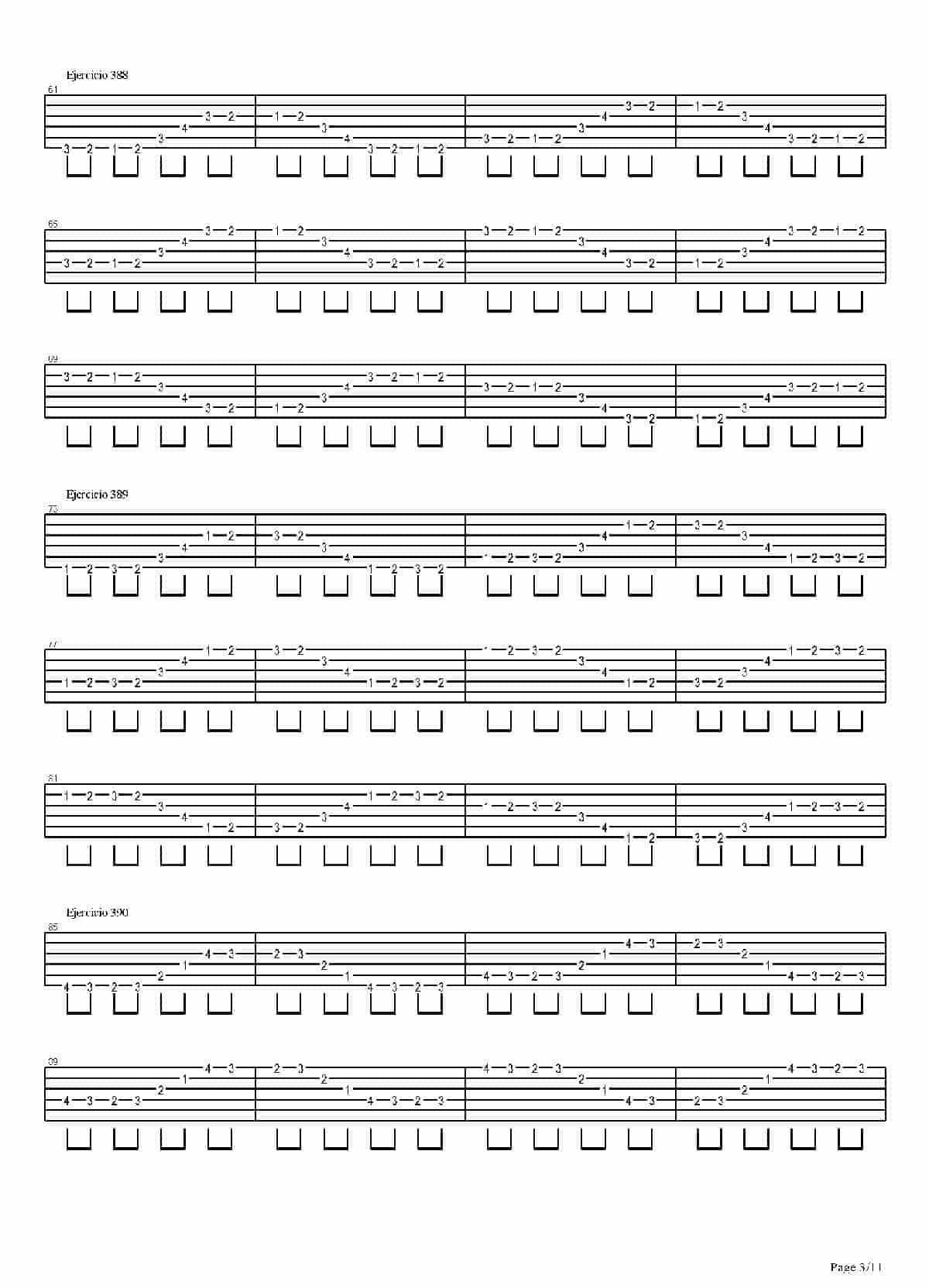 电吉他练习谱《704 exercises for guitar, 1-96 - Exercises 383-416_》_第3张