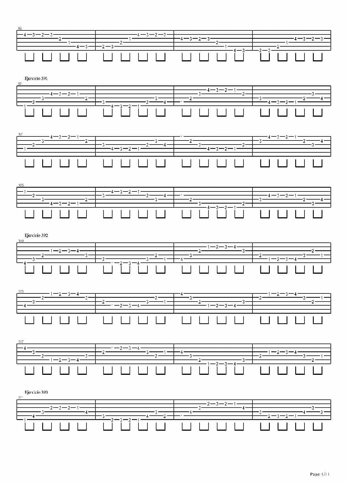 电吉他练习谱《704 exercises for guitar, 1-96 - Exercises 383-416_》_第4张