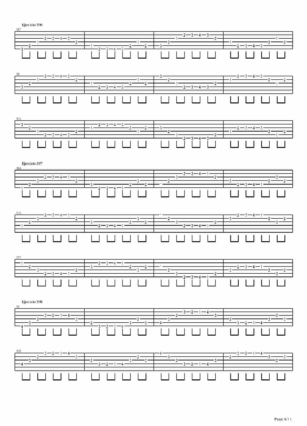 电吉他练习谱《704 exercises for guitar, 1-96 - Exercises 383-416_》_第6张