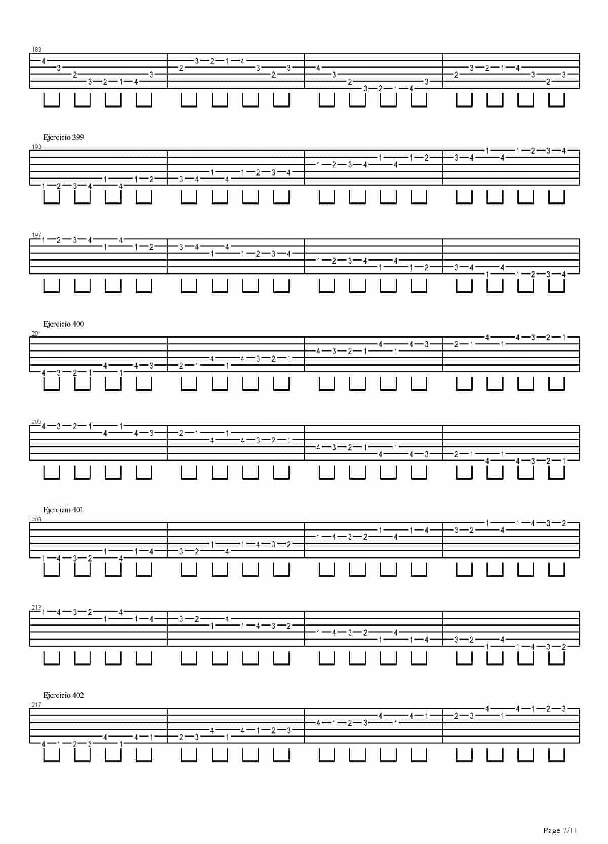 电吉他练习谱《704 exercises for guitar, 1-96 - Exercises 383-416_》_第7张