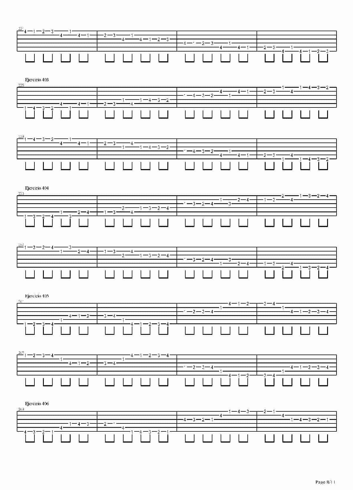 电吉他练习谱《704 exercises for guitar, 1-96 - Exercises 383-416_》_第8张