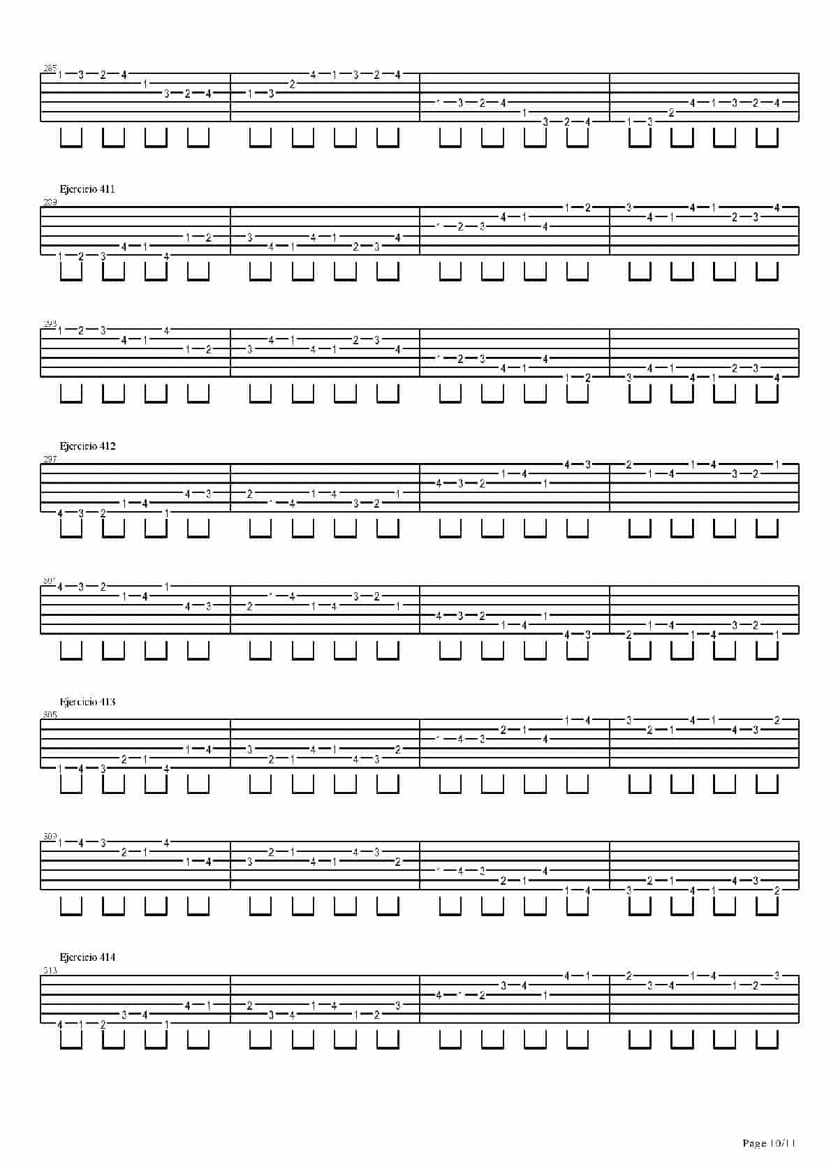 电吉他练习谱《704 exercises for guitar, 1-96 - Exercises 383-416_》_第10张
