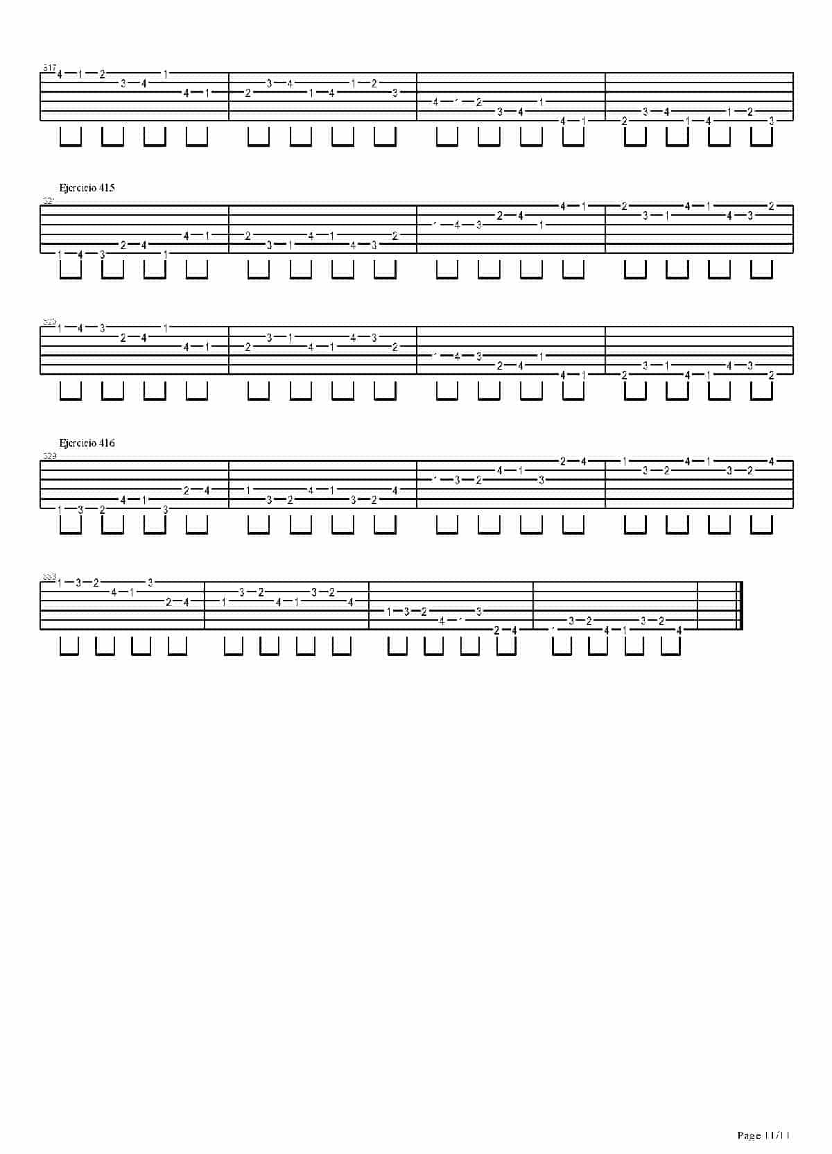 电吉他练习谱《704 exercises for guitar, 1-96 - Exercises 383-416_》_第11张