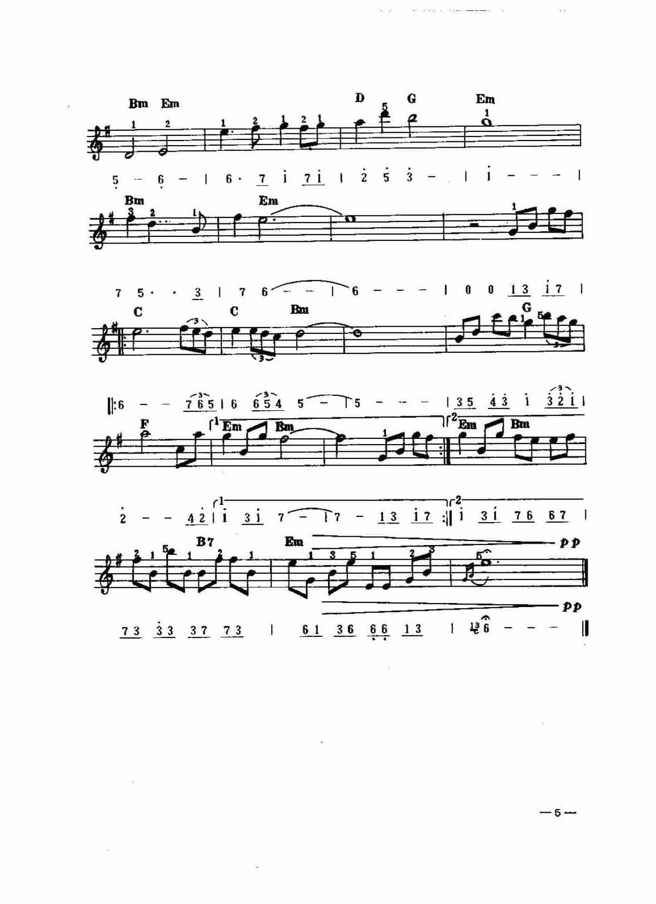 中外电子琴名曲选《叶塞尼娅主题音乐》简谱五线谱对照配和弦_第3张