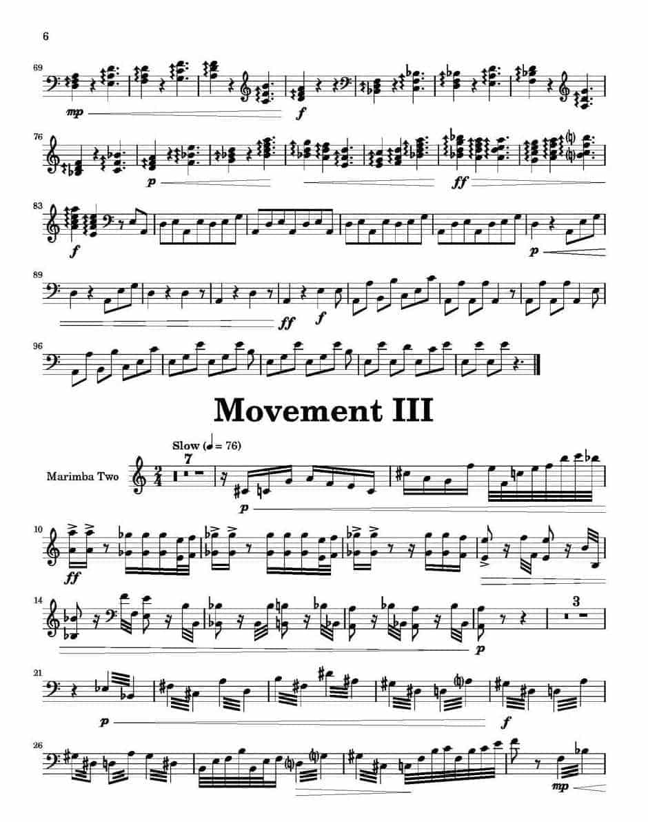 萨克斯四重奏与打击乐《Movement》第二木琴分谱_第6张