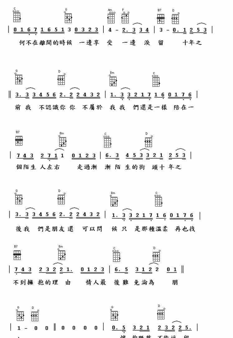 ukulele谱《十年》_第2张