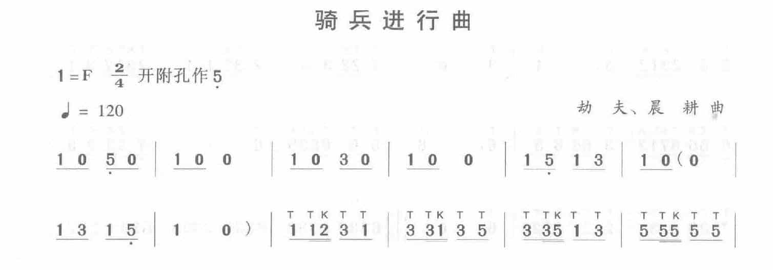 陶笛移植乐曲谱《骑兵进行曲》_第1张