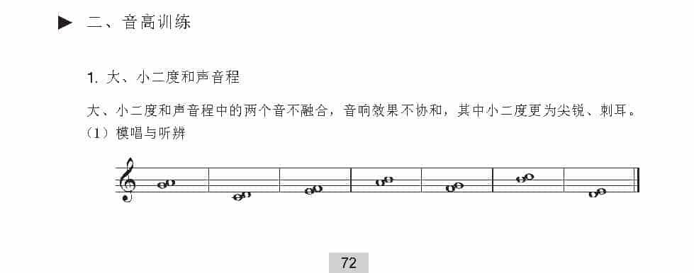 视唱教学 第八课《音高训练》大、小二度和声音程与旋律的听写_第1张