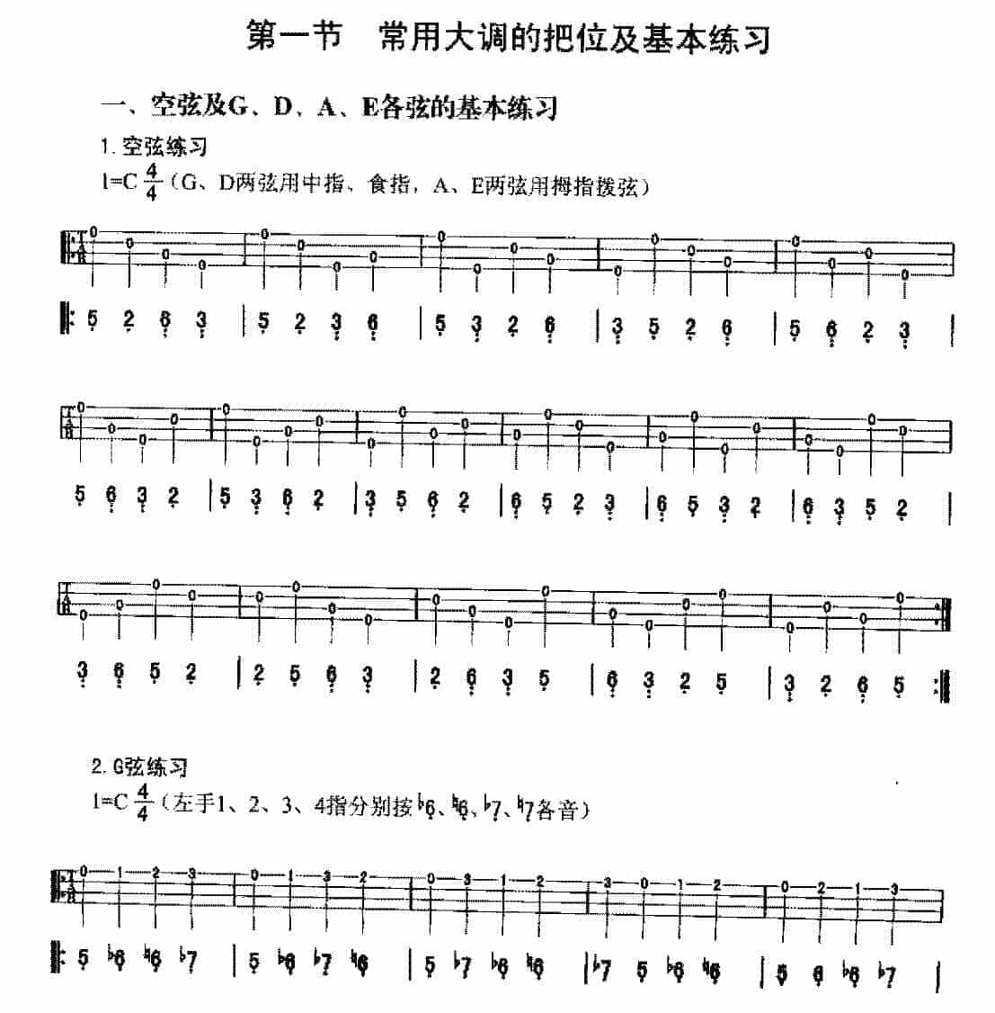 电贝司空弦及G、D、A、E各弦的基本练习_第1张