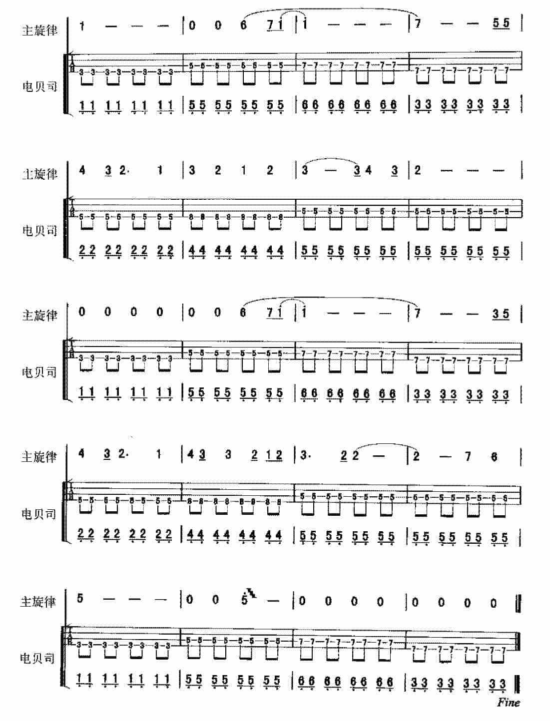 电贝司歌曲范例《不再犹豫》_第4张