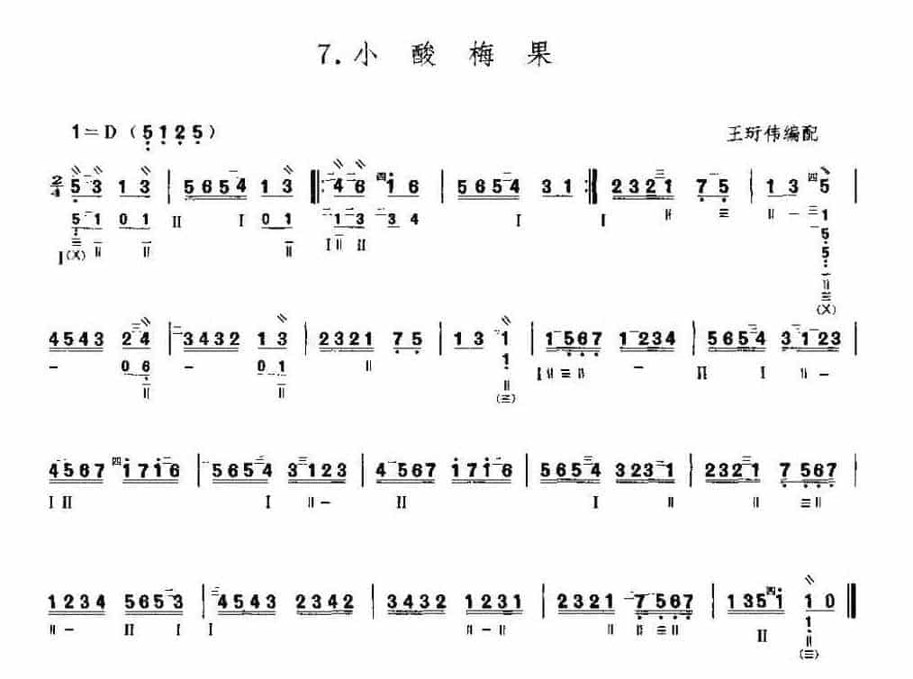 琵琶乐曲谱《小酸梅果》_第1张