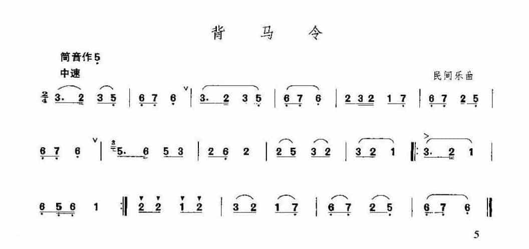 简单的箫曲《背马令》适合初学者_第1张