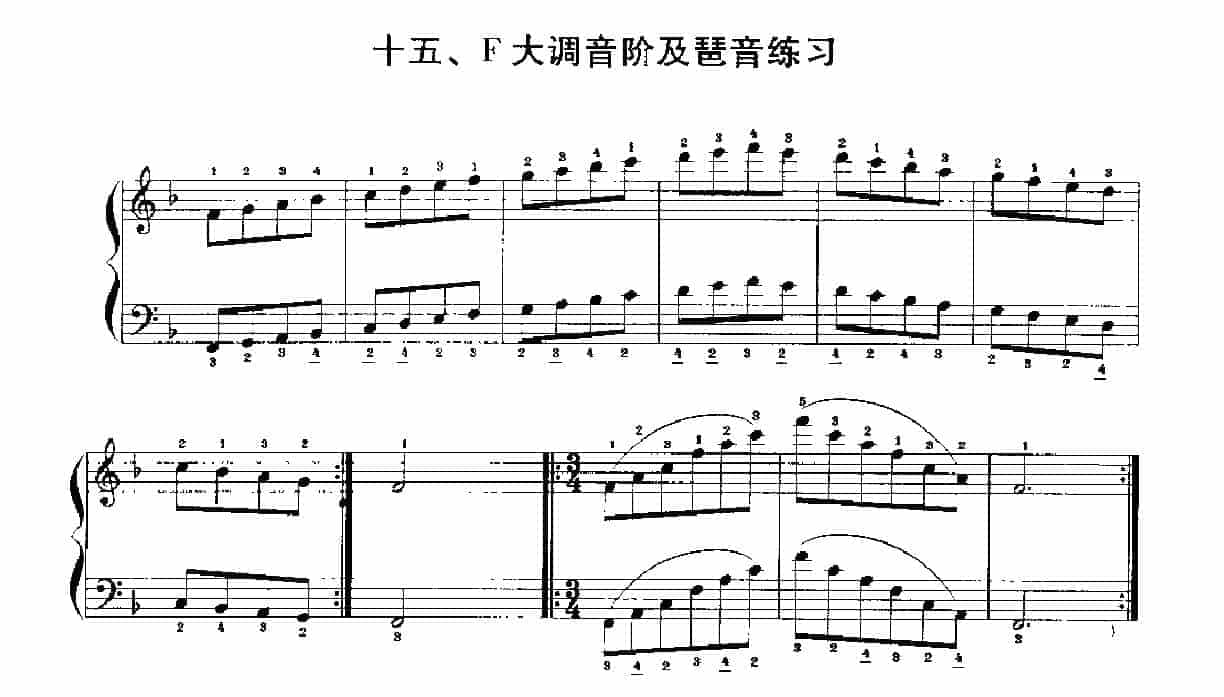 手风琴基本练习及技巧训练《手风琴F大调音阶及琶音练习》_第1张