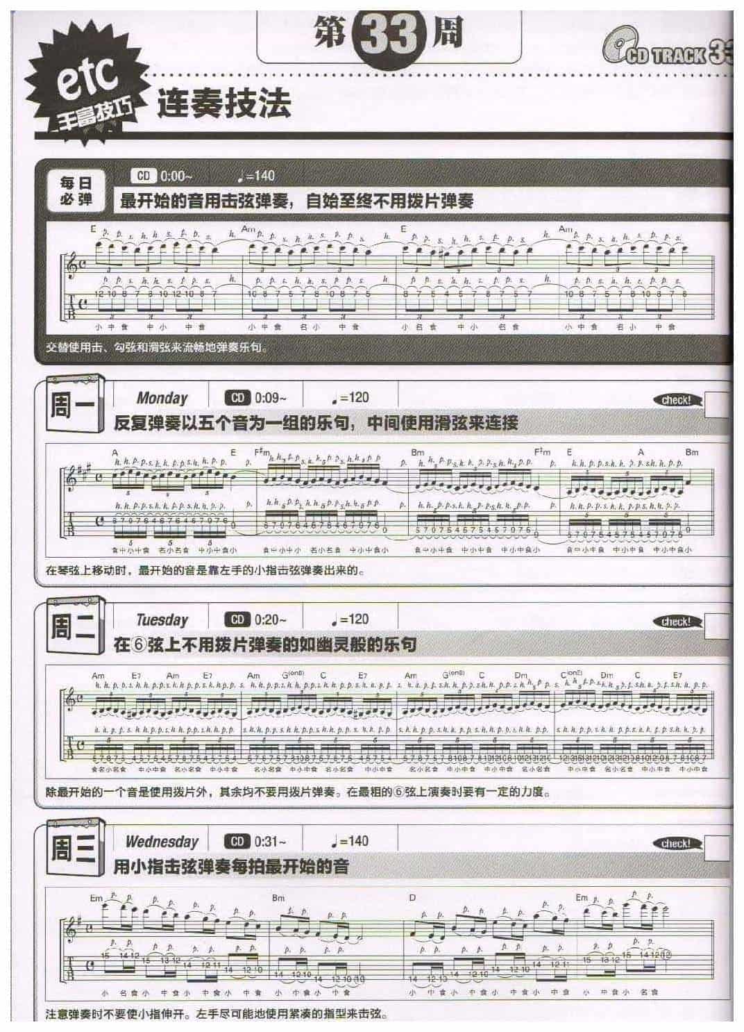 电吉他365日练习《连奏技法》第33周_第1张