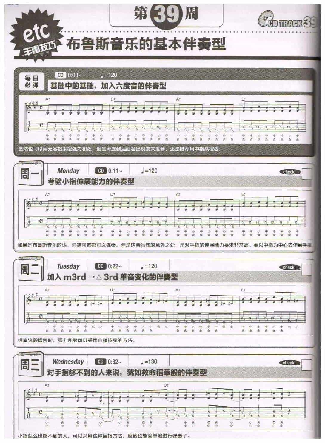 电吉他365日练习《布鲁斯音乐的基本伴奏型》第39周_第1张
