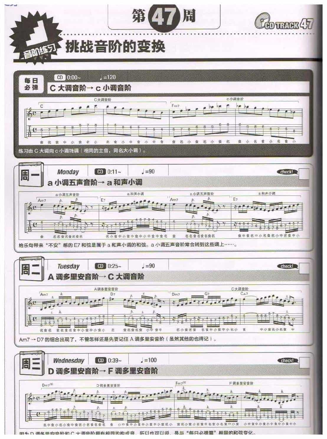 电吉他365日练习《挑战音阶的变换》第47周_第1张