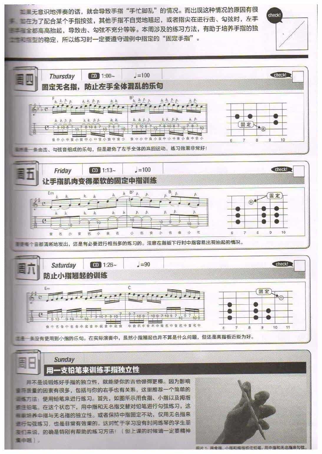 电吉他365日练习《手指独立性的训练》第8周_第2张