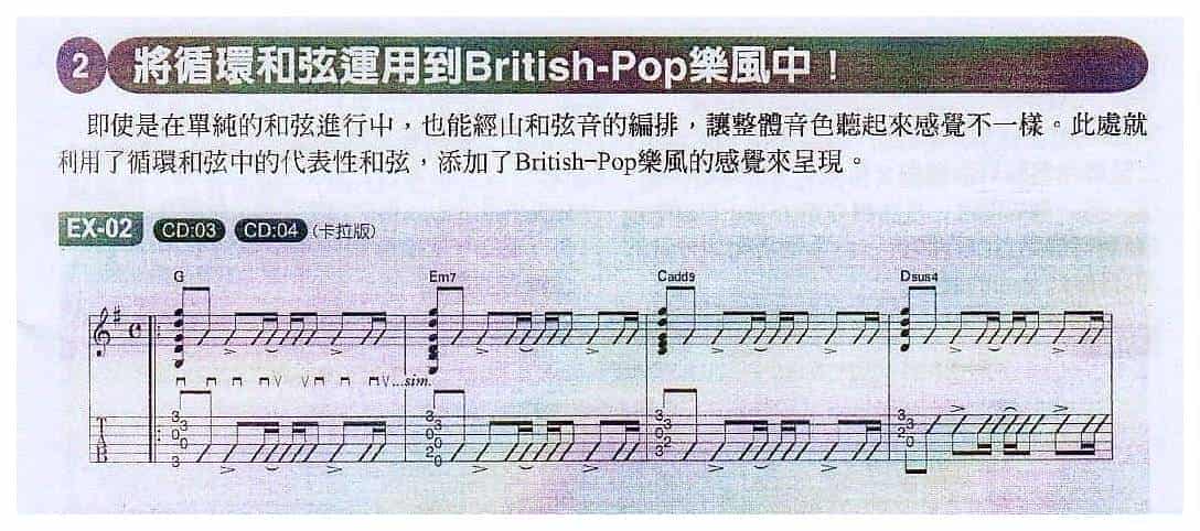 电吉他和弦教学《将循环和弦运用到British-Pop乐风中》_第1张