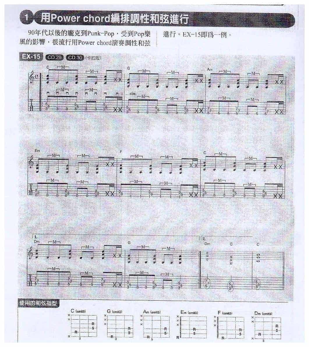 电吉他和弦教学《用Power chord编排调性和弦进行》庞克/另类_第1张