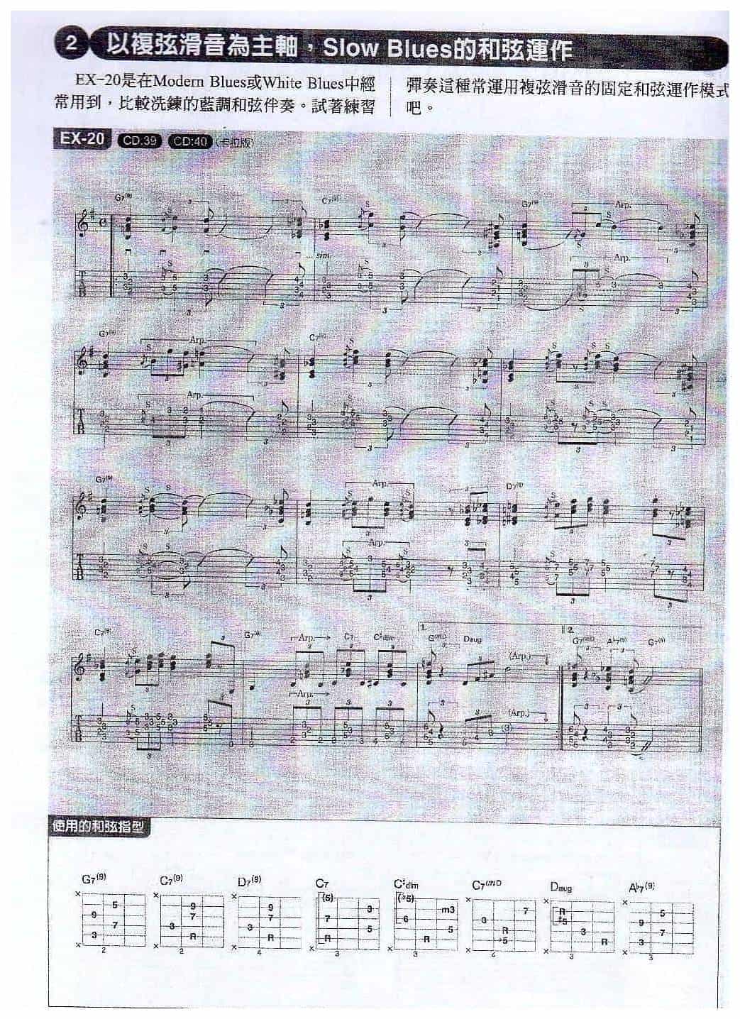 电吉他和弦教学《以复弦滑音为主轴，Slow Blues的和弦运作》蓝调/摇滚乐_第1张