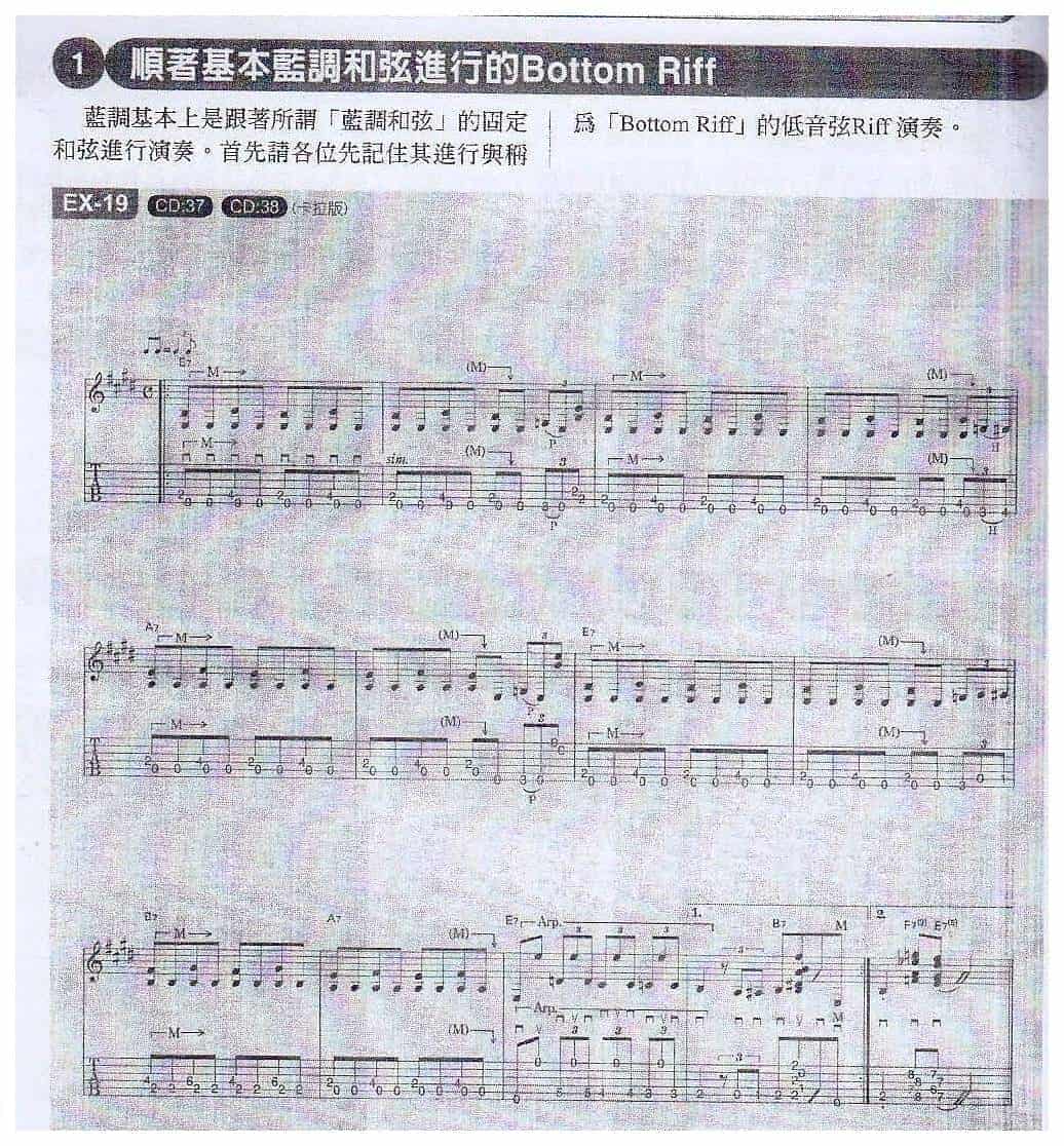 电吉他和弦教学《顺着基本蓝调和弦进行的Bottom Riff》蓝调/摇滚乐_第1张