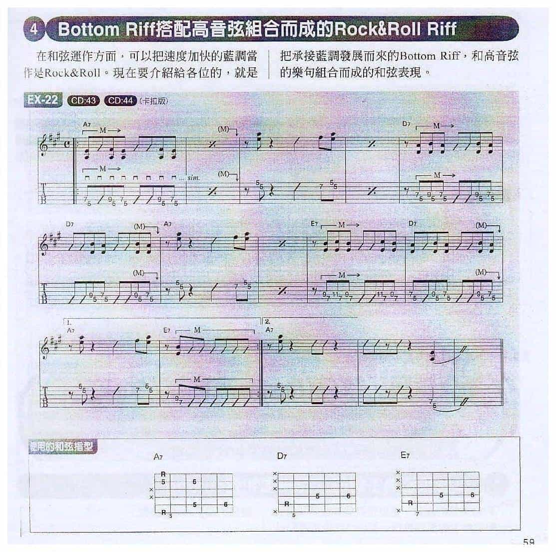 电吉他和弦教学《Bottom Riff搭配高音弦组合而成的Rock&amp;RoLL Riff》蓝调/摇滚乐_第1张