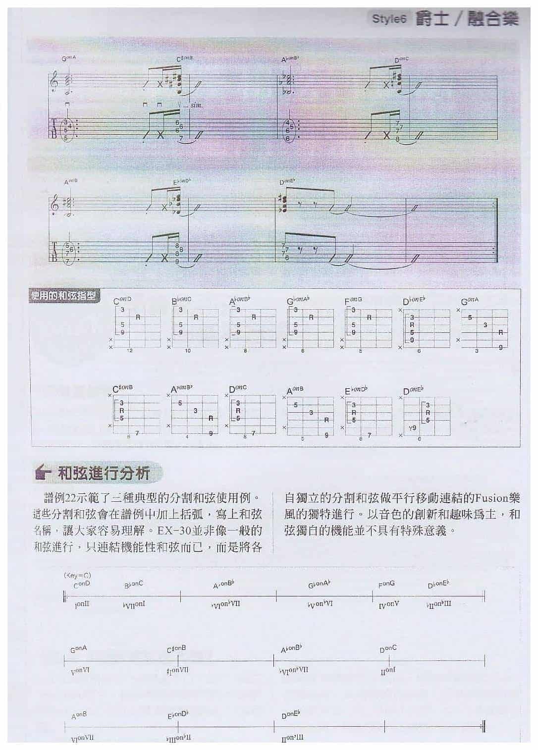 电吉他和弦教学《与分割和弦运结的Fusion乐风和弦运作》爵士/融合乐_第2张