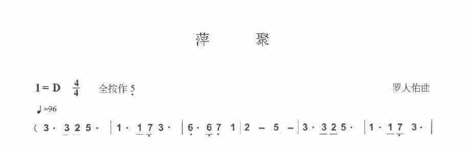 巴乌通俗乐曲《萍 聚》罗大佑曲_第1张