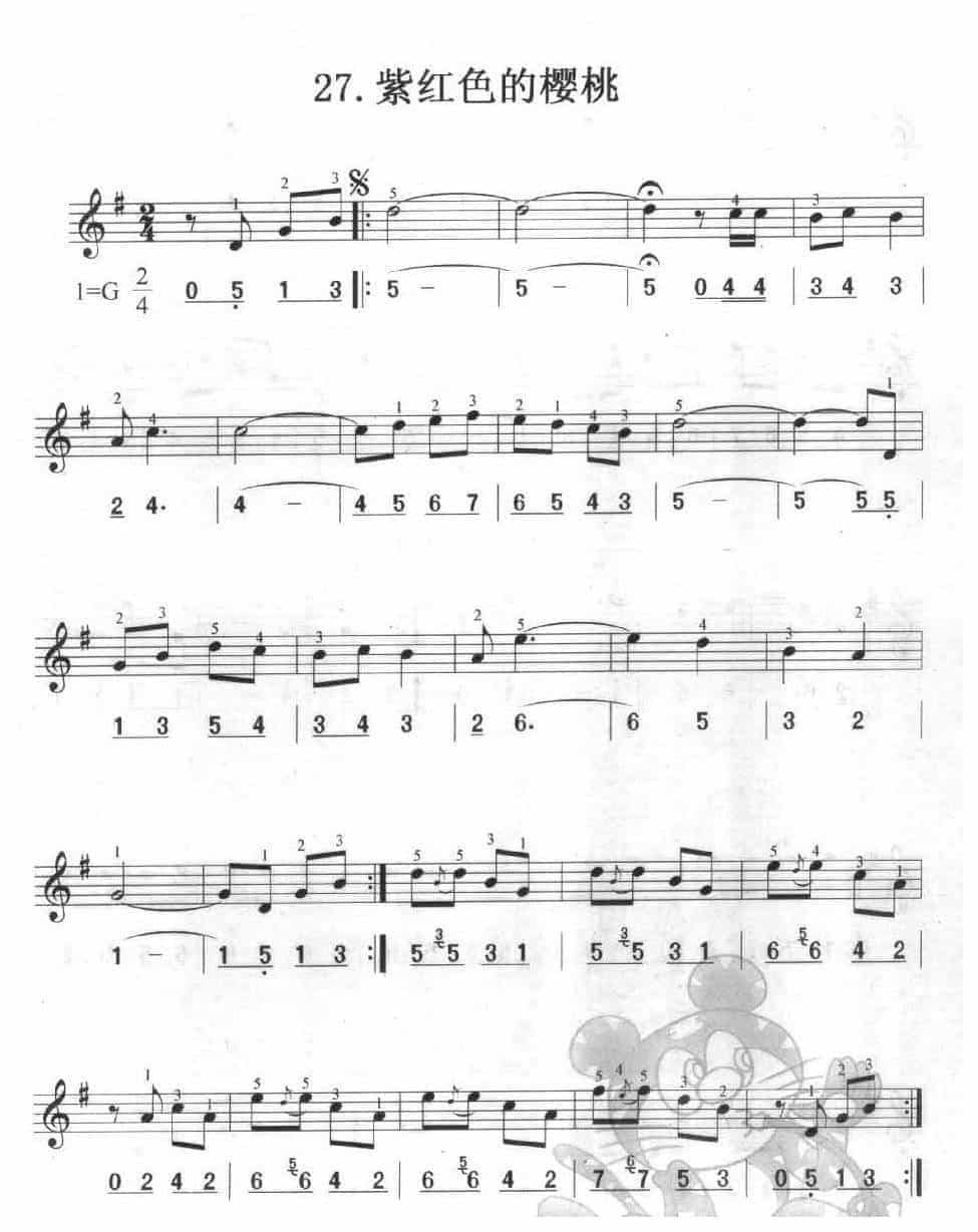 多声部口风琴乐曲【紫红色的樱桃】加入打击乐的练习_第1张