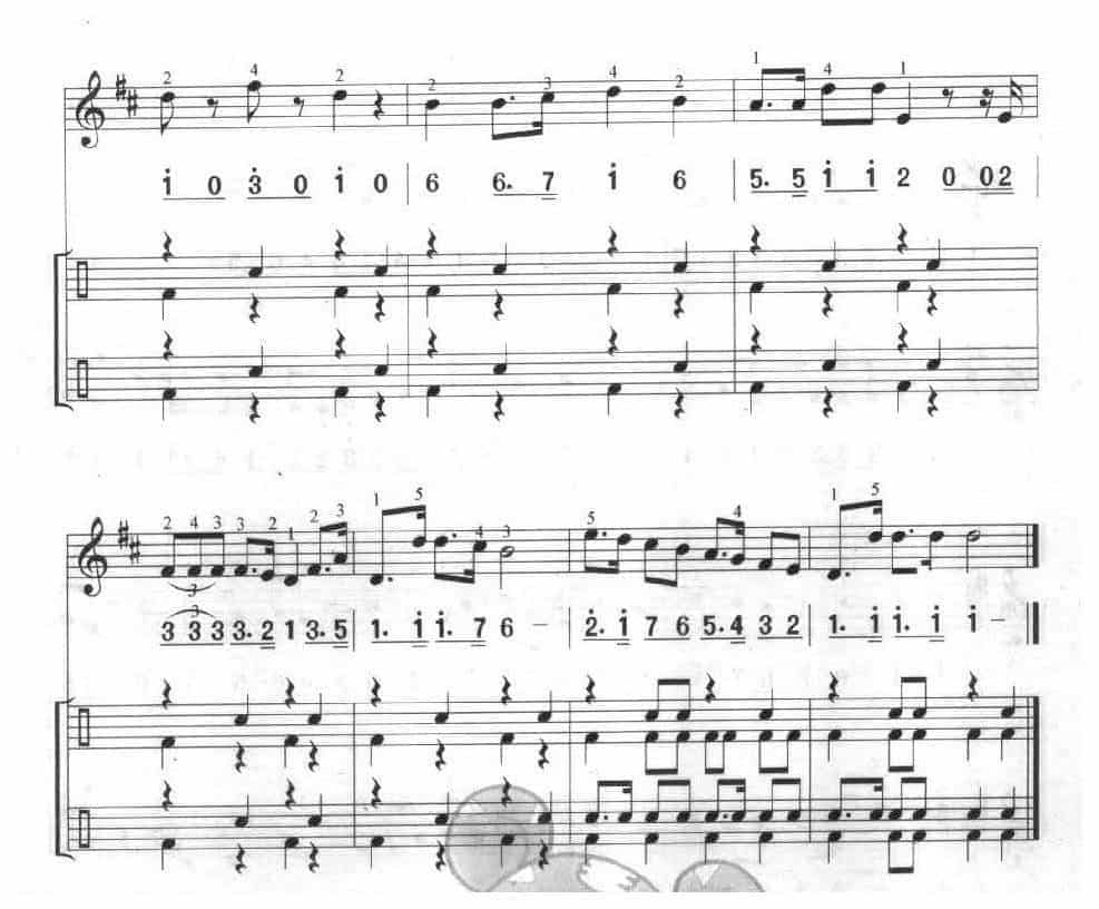 多声部口风琴乐曲【剪羊毛（总）】加入打击乐的练习_第2张