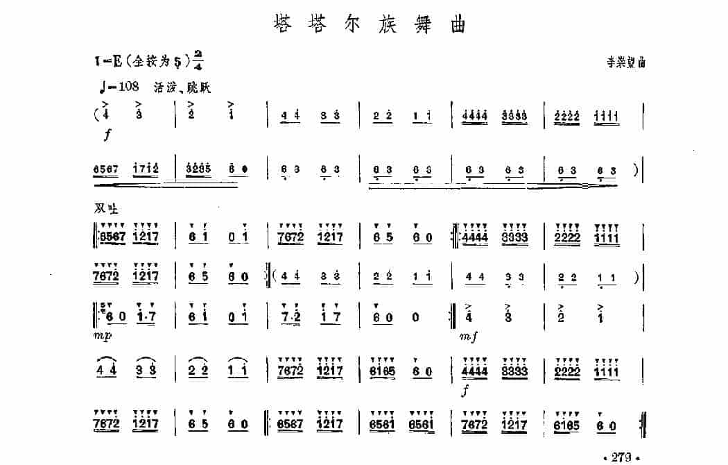 笛子独奏曲《塔塔尔族舞曲》李崇望/曲_第1张